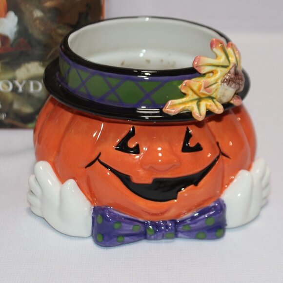 Fitz & Floyd Essentials Derby Hat Pumpkin Candle Cup without Candle - Picture 3 of 14